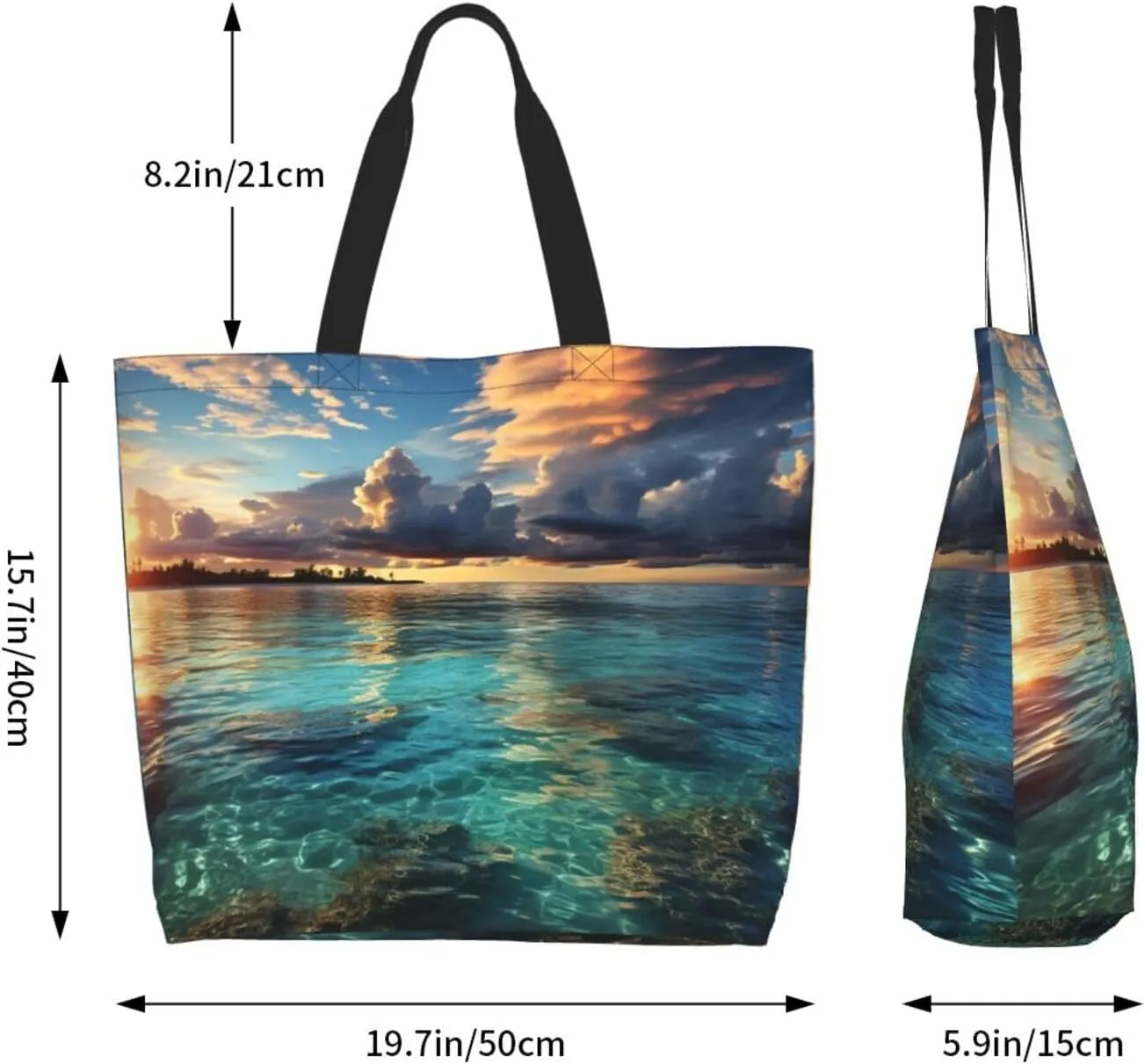 Tote Bag for Women Grocery Bag Reusable Shopping Bag Bird resting on branch Handbag Foldable Shoulder Bag