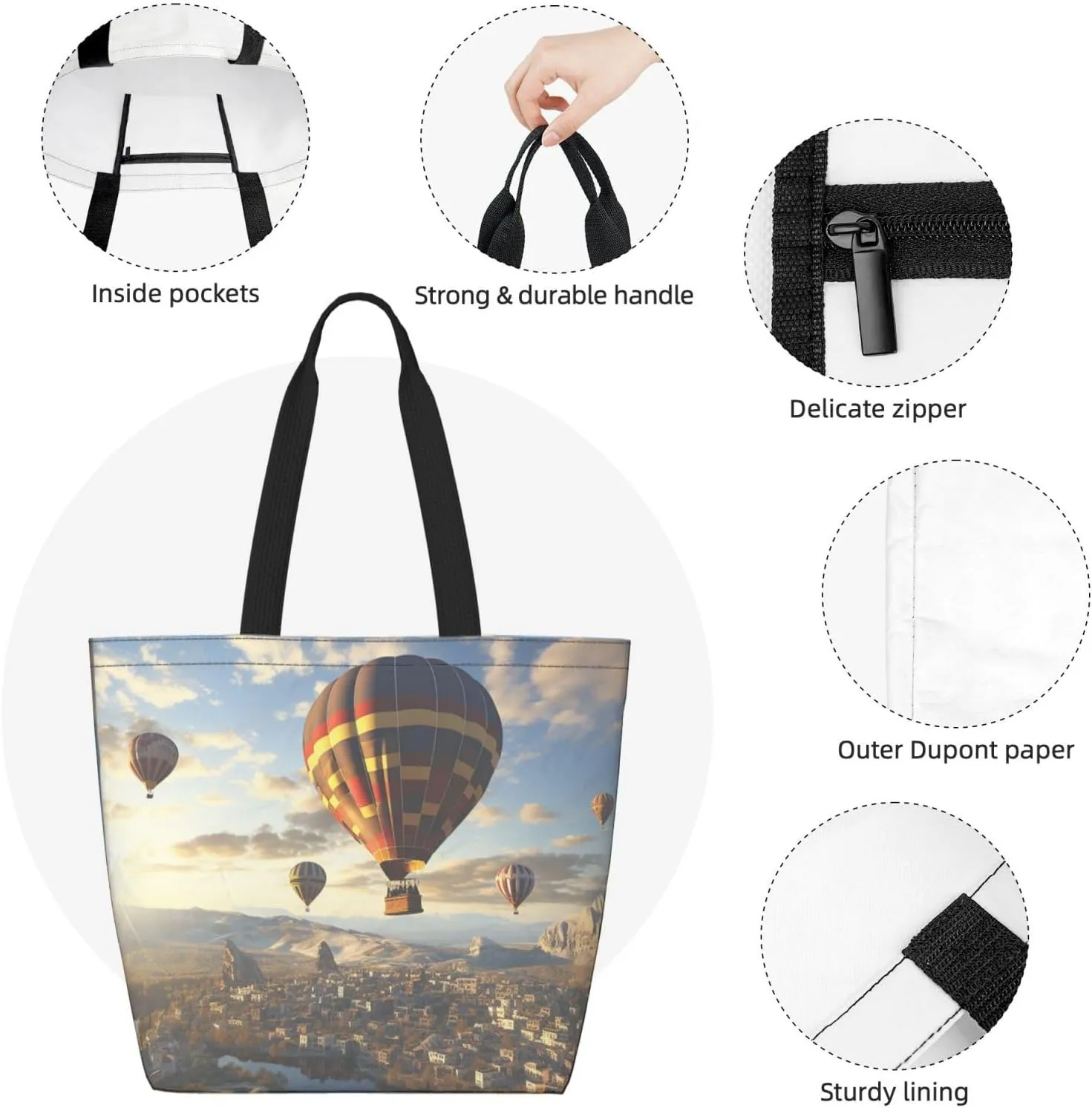 Tote Bag for Women Grocery Bag Reusable Shopping Bag black bird pattern Handbag Foldable Shoulder Bag