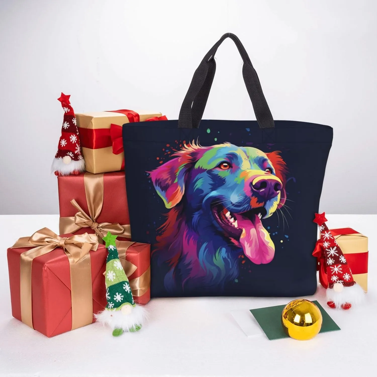 Tote Bag for Women Grocery Bag Reusable Shopping Bag Colorful Heart Tree Handbag Foldable Shoulder Bag