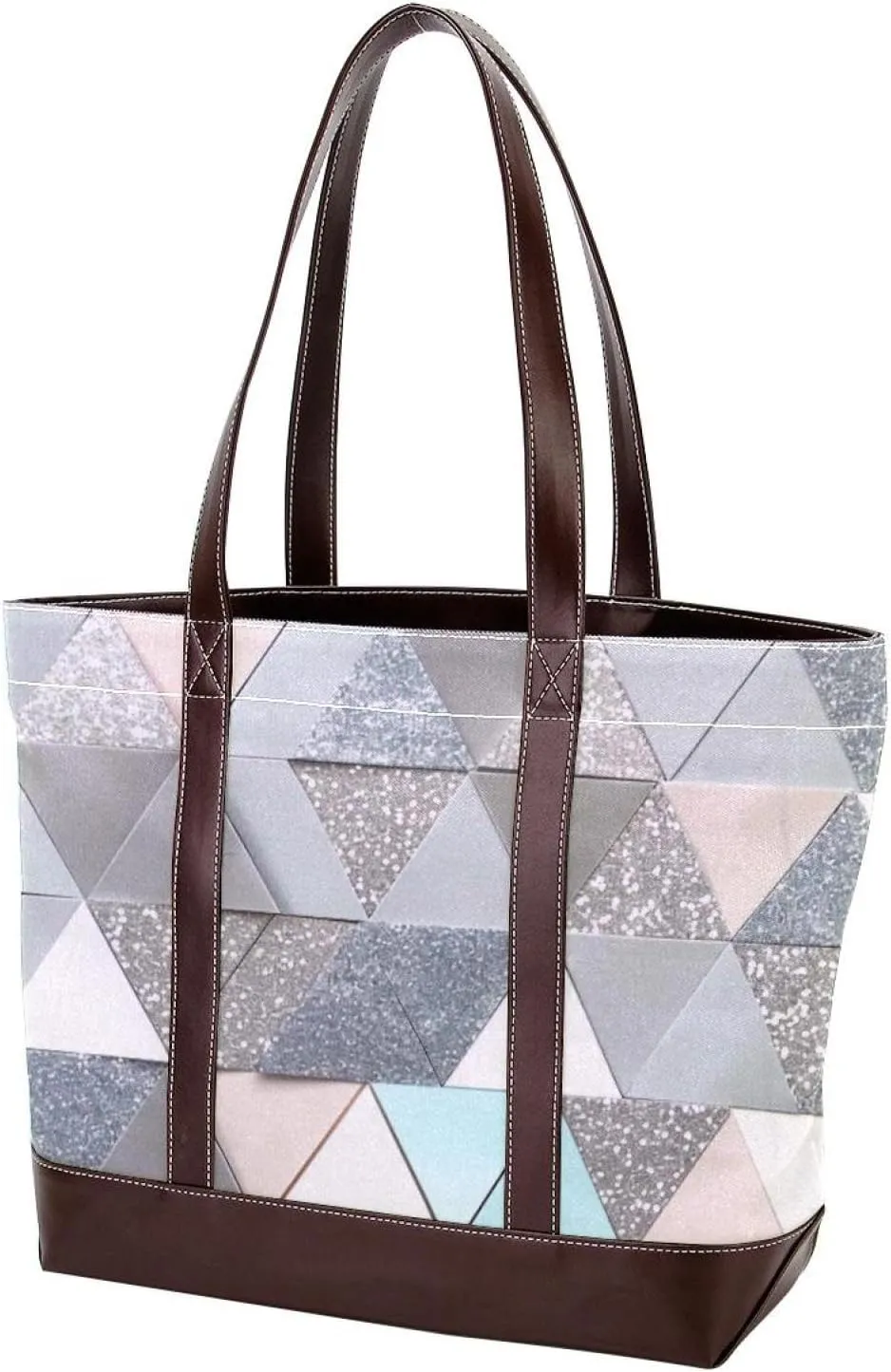 Tote Bag for Women, Large Tote Bag, Tote Bag with Zipper, Geometric Blue Yellow Fashion, Womens Tote Bag