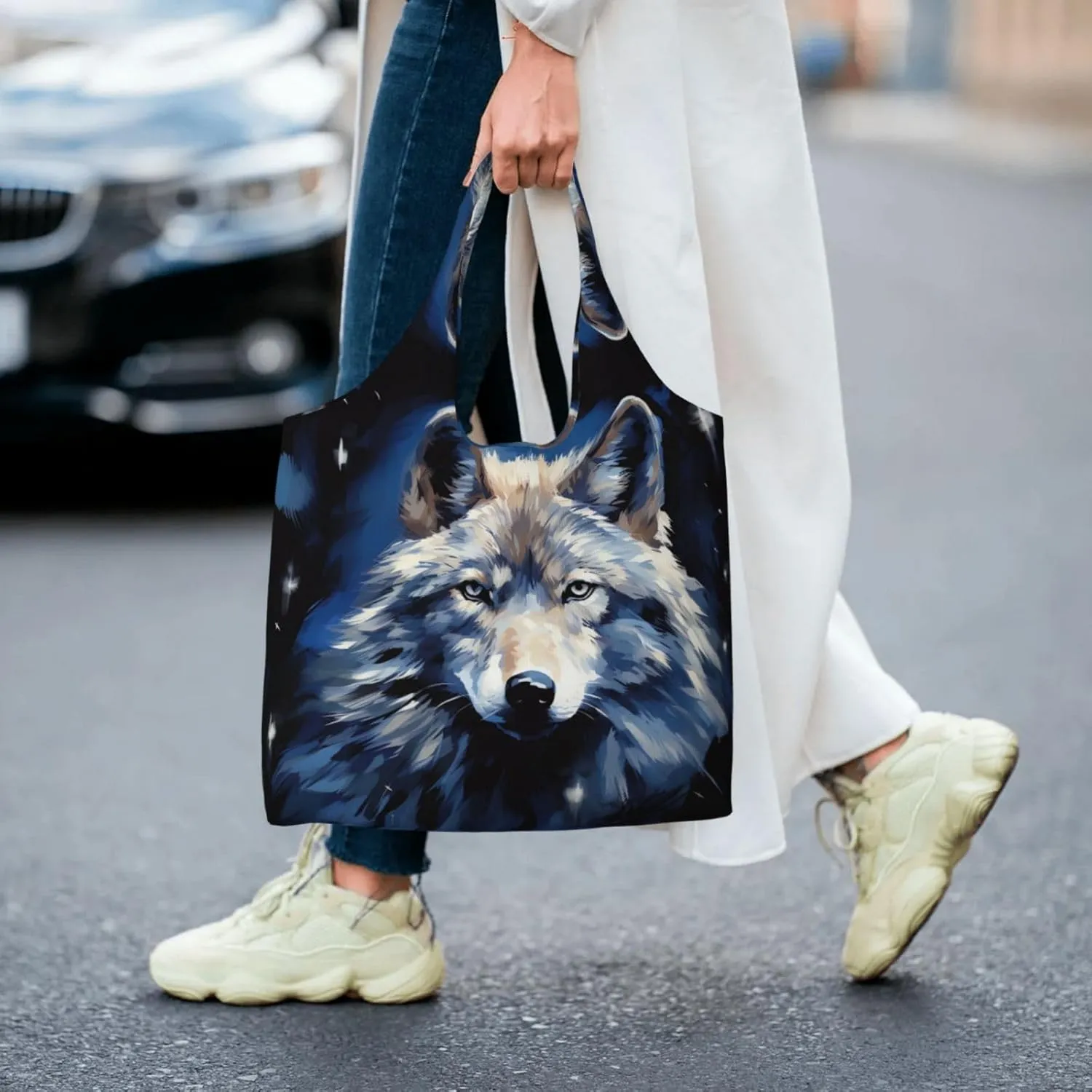 Tote Bag for Women Reusable Grocery Bag Canvas Shopping Bag Camomile pattern Handbag Foldable Shoulder Bag