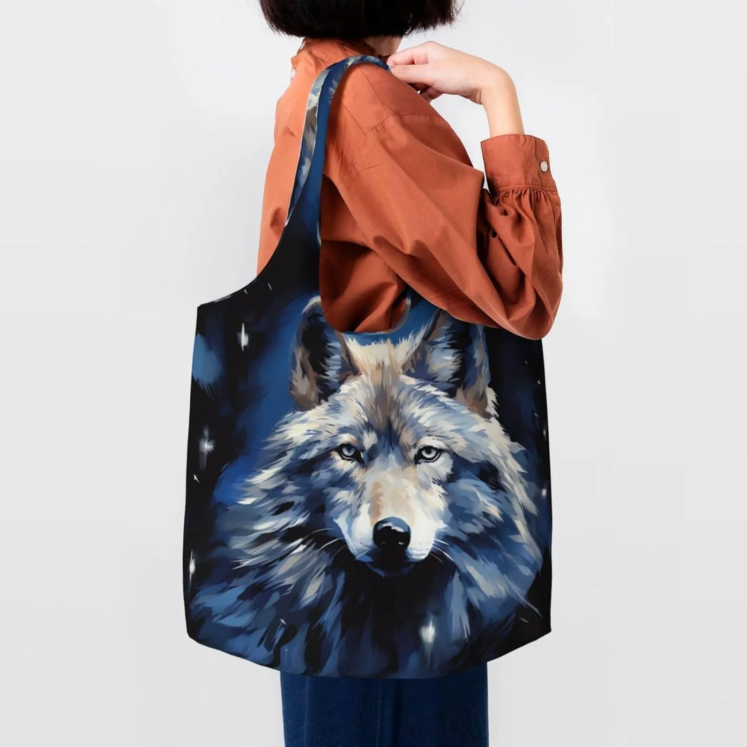 Tote Bag for Women Reusable Grocery Bag Canvas Shopping Bag Camomile pattern Handbag Foldable Shoulder Bag