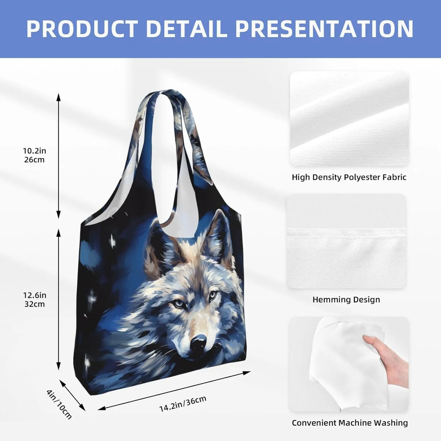 Tote Bag for Women Reusable Grocery Bag Canvas Shopping Bag Camomile pattern Handbag Foldable Shoulder Bag