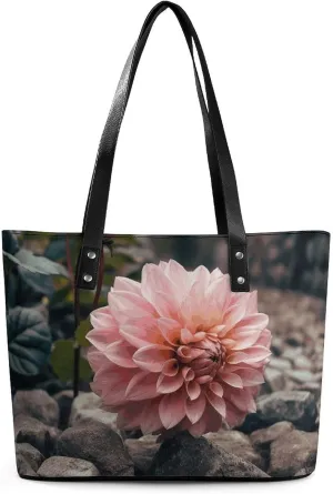 Tote Bag for Women with Zipper Shopping Bags Peach Flowers on The Ground Shopping Handbag Grocery Bags Beach Bag