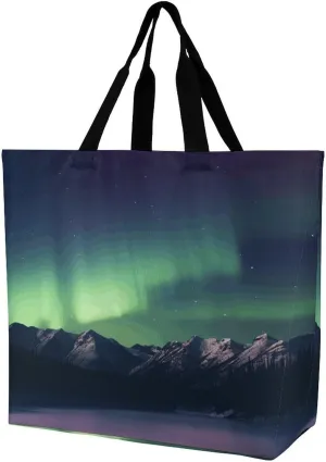 Tote Bag Grocery Bag for Women Shopping Bag Northern Aurora Night Handbags Beach Bag Shoulder Bag for Shopping