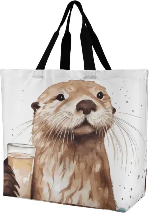 Tote Bag Grocery Bag for Women Shopping Bag Sea Otter Handbags Beach Bag Shoulder Bag for Shopping