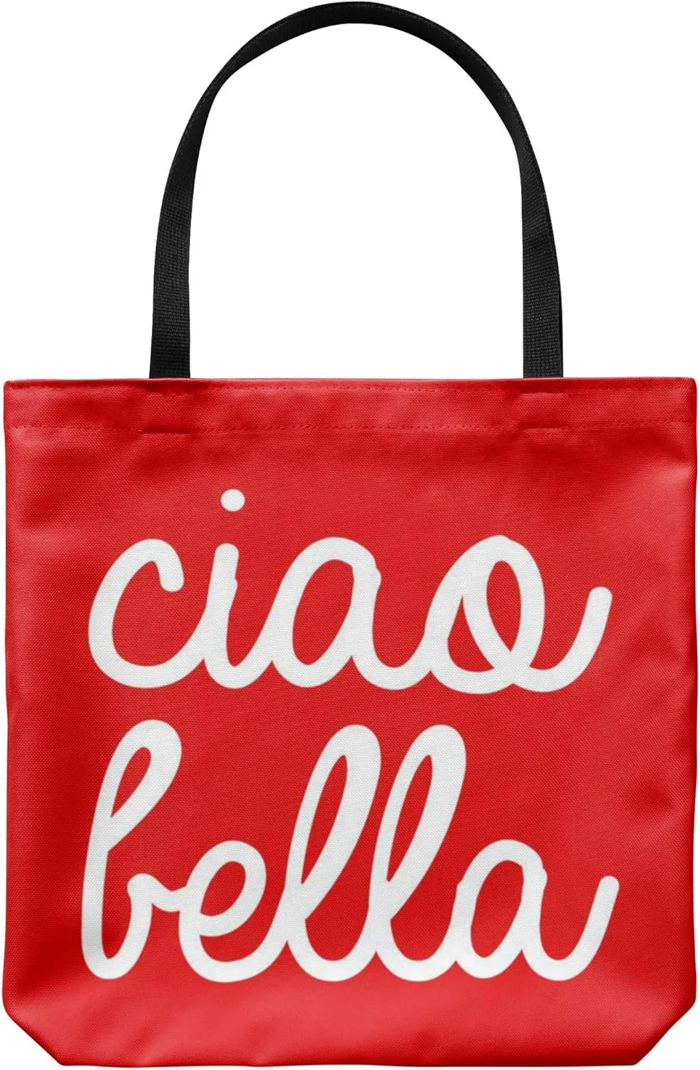 Tote Bag Italy Themed - Ciao Bella Casual & Big but Stylish Poplin Shoulder Handbag for Work & Travel