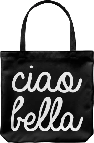 Tote Bag Italy Themed - Ciao Bella Casual & Big but Stylish Poplin Shoulder Handbag for Work & Travel