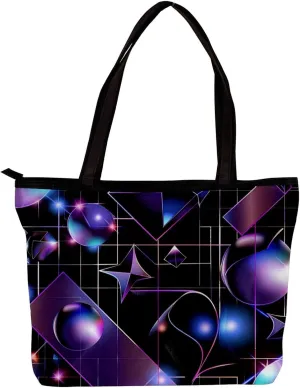 Tote Bags, Large Tote Bags for Women, Women's Tote Handbags, Modern Geometric Pattern Purple Black, Womens Tote Bags for Work