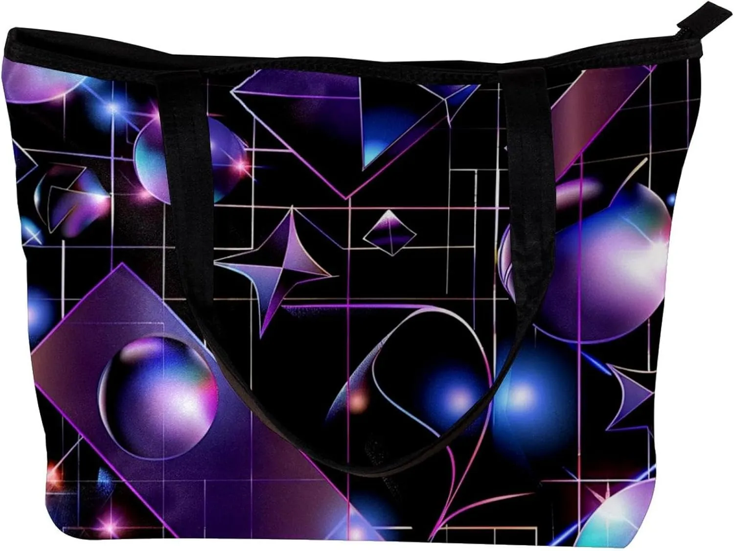 Tote Bags, Large Tote Bags for Women, Women's Tote Handbags, Modern Geometric Pattern Purple Black, Womens Tote Bags for Work