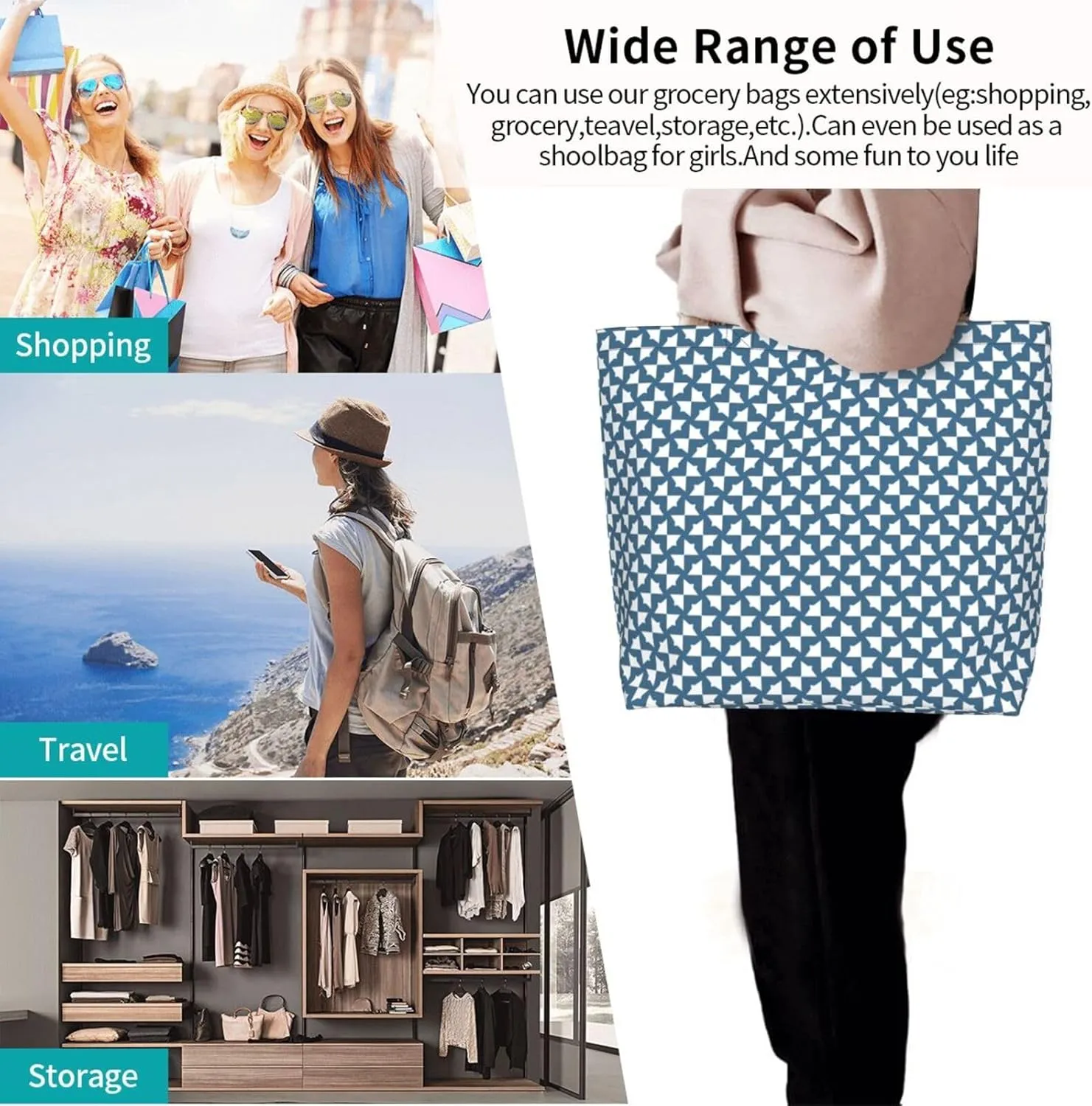 Tote Shoulder Bag Large Durable Handbag Lightweight Stylish for Daily Use-19.7x15.7x5.9 Inch