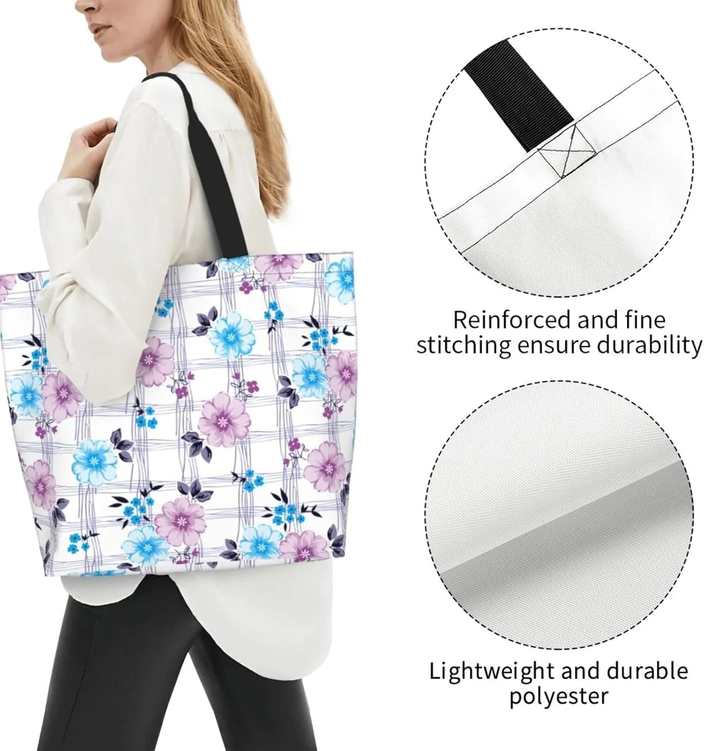 Tote Shoulder Bag Large Durable Handbag Lightweight Stylish for Daily Use-19.7x15.7x5.9 Inch