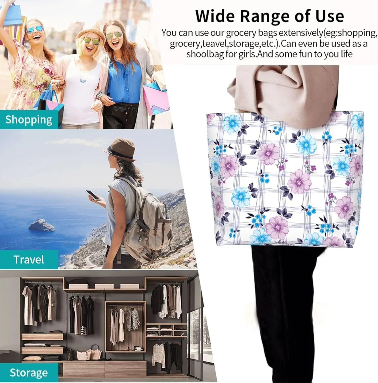 Tote Shoulder Bag Large Durable Handbag Lightweight Stylish for Daily Use-19.7x15.7x5.9 Inch