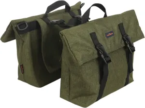 TOURBON Nylon Double Pannier Shoulder Bags Bicycle Rear Rack Trunk Motorcycle Tail Seat Bag - Green