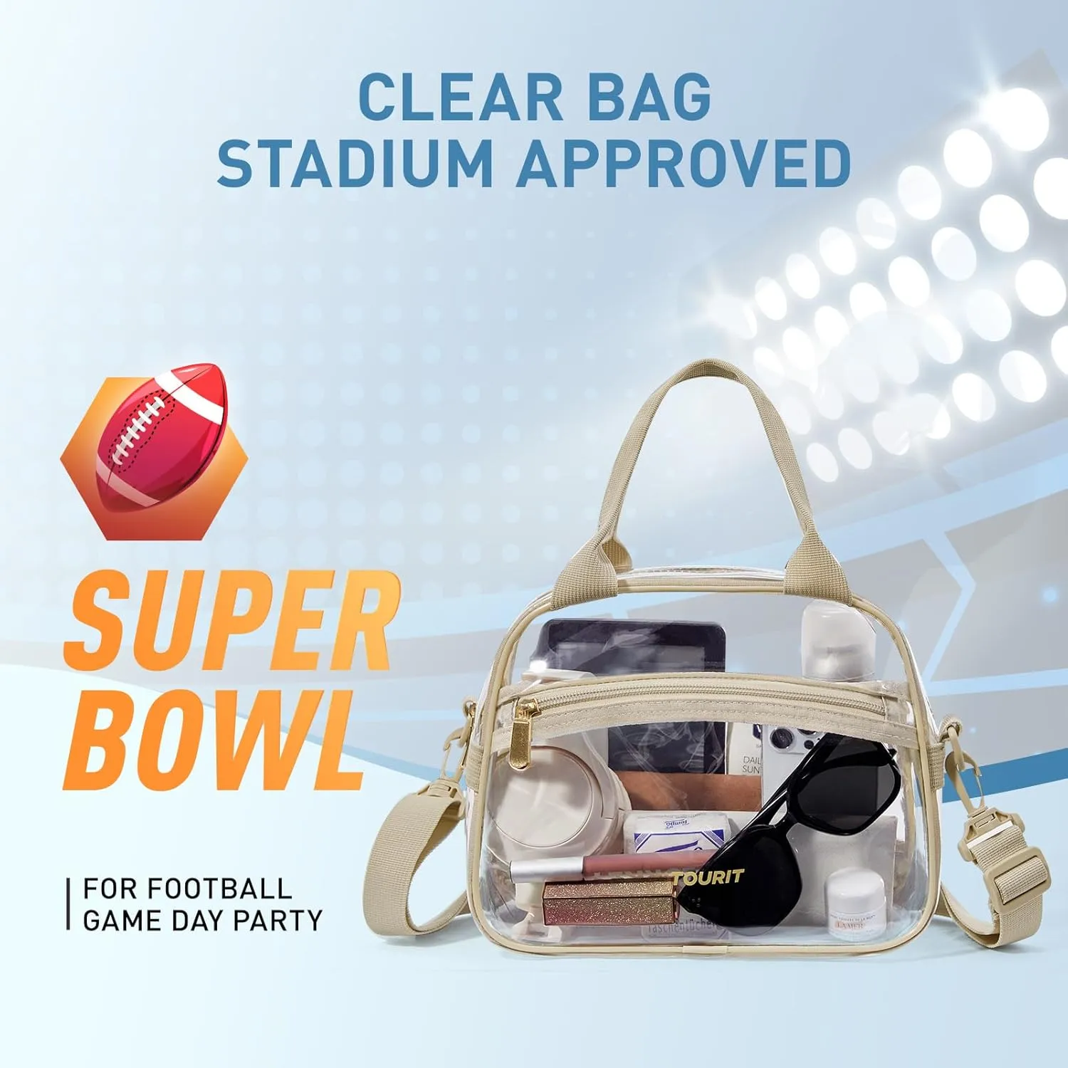 TOURIT Stadium Approved Clear Lunch Bag Transparent Bag with Adjustable Strap Clear Lunch Box for Women Men Work