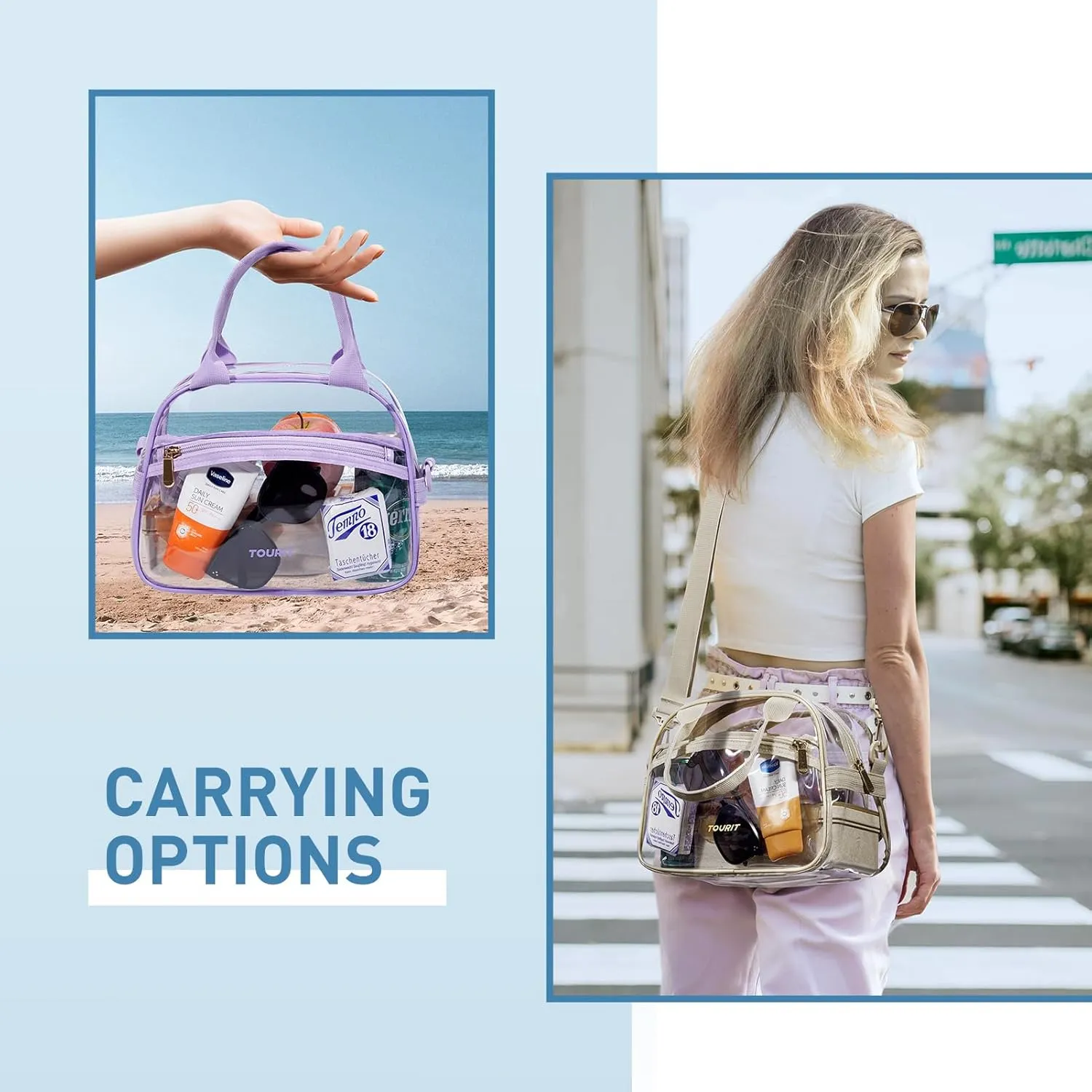 TOURIT Stadium Approved Clear Lunch Bag Transparent Bag with Adjustable Strap Clear Lunch Box for Women Men Work
