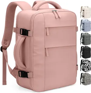 Travel Backpack for Women Man, Waterproof Personal Item Travel Bag Airline Approved Laptop Backpack Weekender bags Bookbag for Business,Travel, Work Fits 15.6 inch Laptop(Medium,Pink)