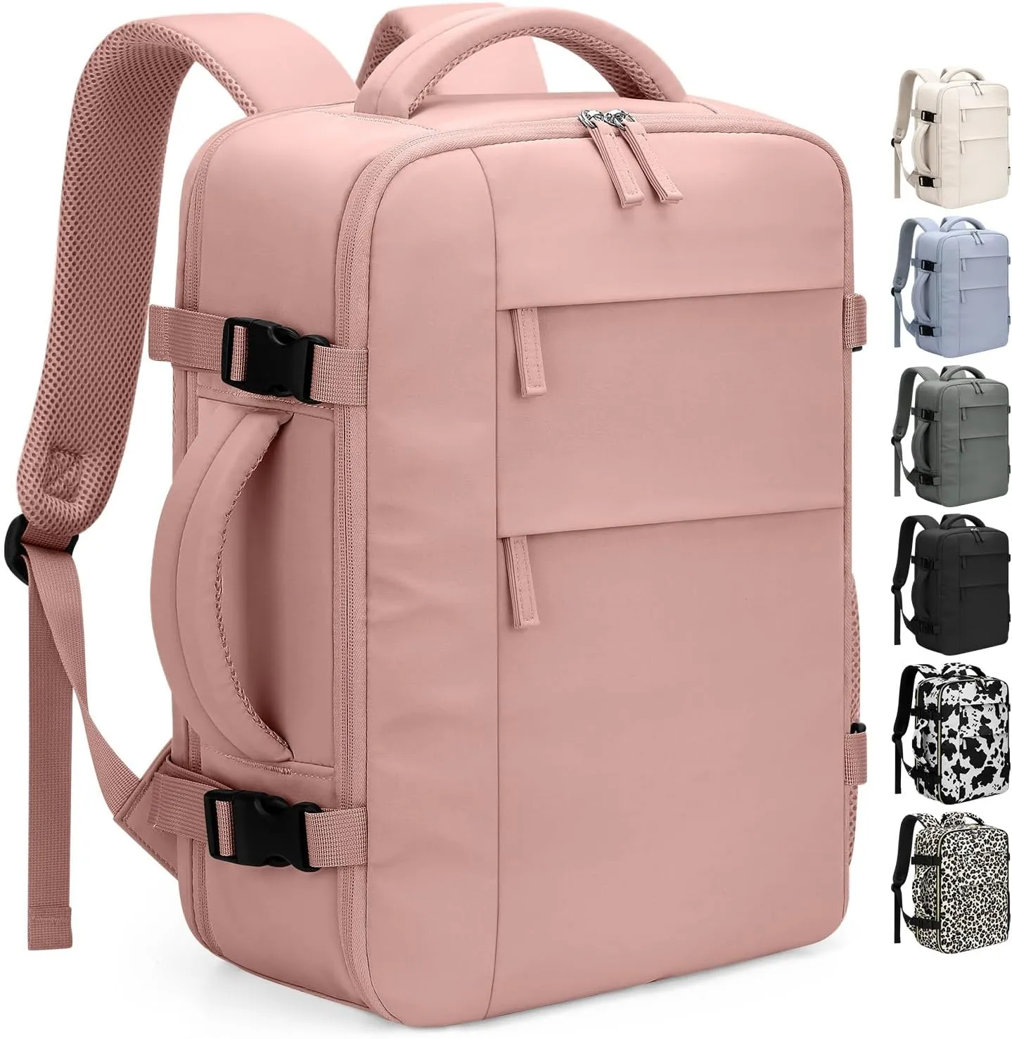 Travel Backpack for Women Man, Waterproof Personal Item Travel Bag Airline Approved Laptop Backpack Weekender bags Bookbag for Business,Travel, Work Fits 15.6 inch Laptop(Medium,Pink)