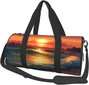 Travel Duffel Bag Foldable Weekender Overnight Bag Sunset Seaside Sports Tote Gym Bags Large Capacity Lightweight Carry On Luggage Bags for Men Women