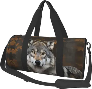 Travel Duffel Bag Foldable Weekender Overnight Bag Wild Wild Gray Wolf Sports Tote Gym Bag Large Capacity Lightweight Carry On Luggage Bag for Men Women