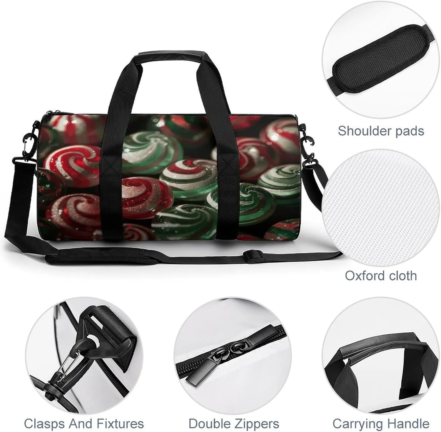 Travel Duffel Bag for Men And Women,Striped Hard Candy Waterproof Sports Fitness Bag Portable Travel Duffel Bag