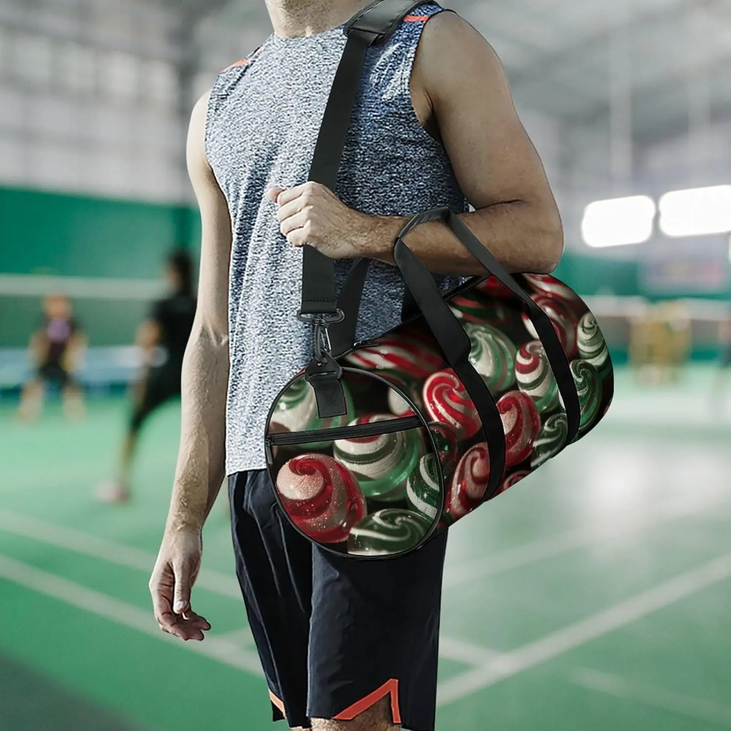 Travel Duffel Bag for Men And Women,Striped Hard Candy Waterproof Sports Fitness Bag Portable Travel Duffel Bag