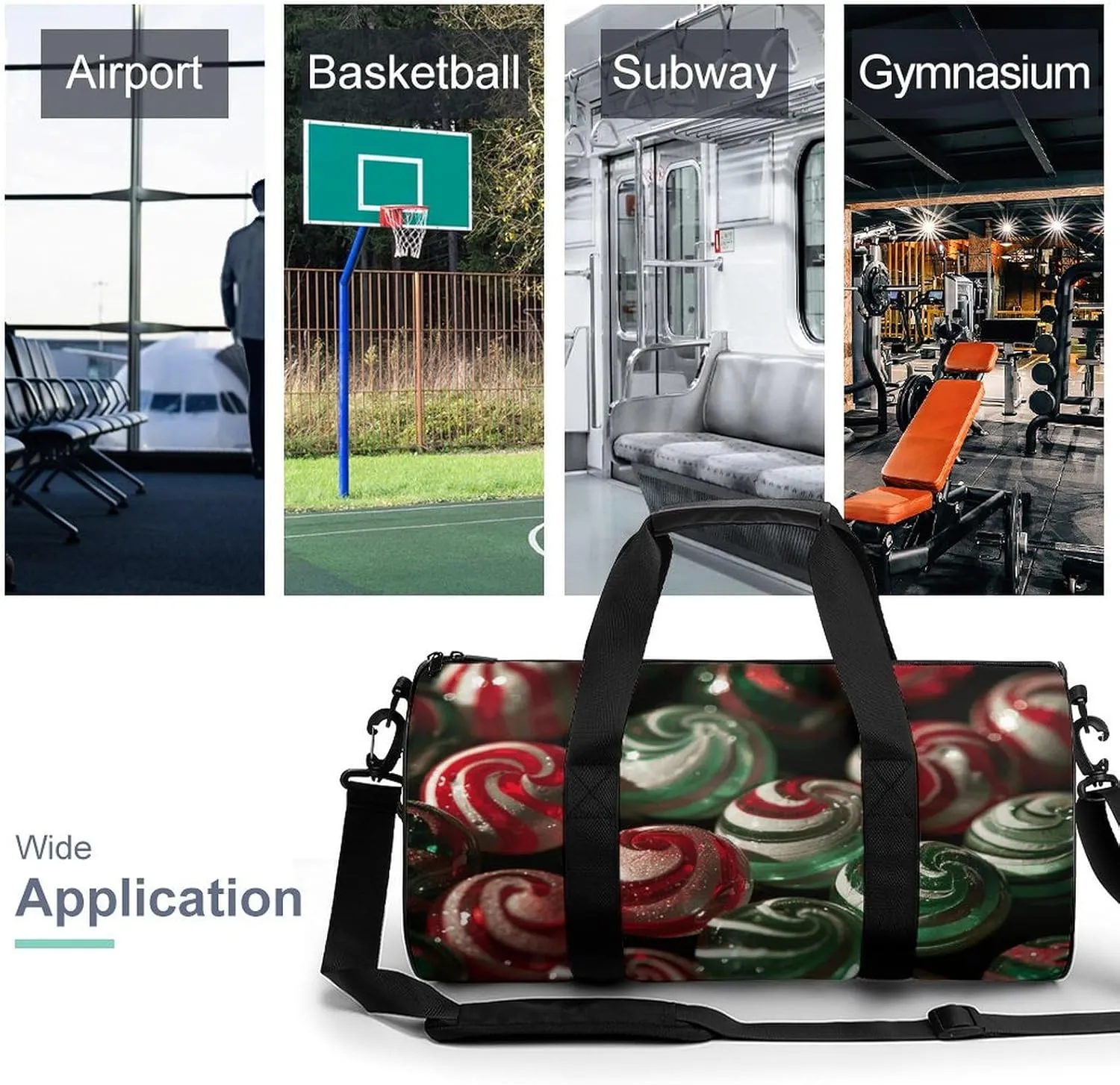 Travel Duffel Bag for Men And Women,Striped Hard Candy Waterproof Sports Fitness Bag Portable Travel Duffel Bag