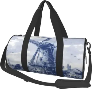 Travel Duffel Bag For Men Women-Vintage Dutch Windmill Weekend Bag-Large Capacity Sport Gym Bag