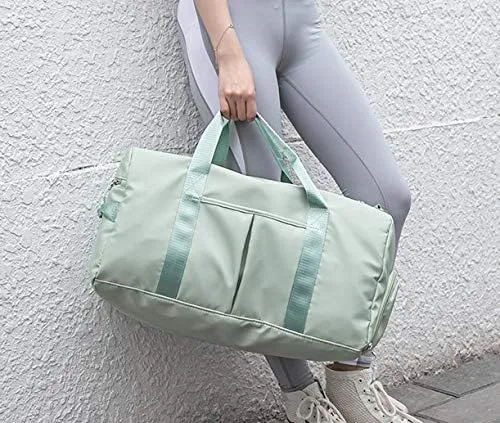 Travel Duffel Bag Gym Sports Duffle Bag with Wet Pocket & Shoes Compartment Water Resistant Luggage Packable Duffle Bag Weekender Bag for Women and Men (green)