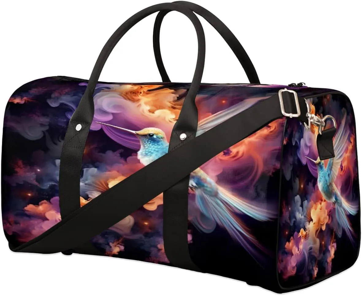 Travel Duffel Bag, Hummingbird Sports Tote Gym Bag Foldable Weekender Bag Carry on Luggage Handle Bag Overnight Shoulder Bag for Women Men