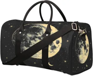 Travel Duffel Bag Moon Outerspace Waterproof Sport Gym Bag Foldable Travel Bag Overnight Bag Weekender Bag Handbag Sports Duffle Bags for Women Men Boys Girls