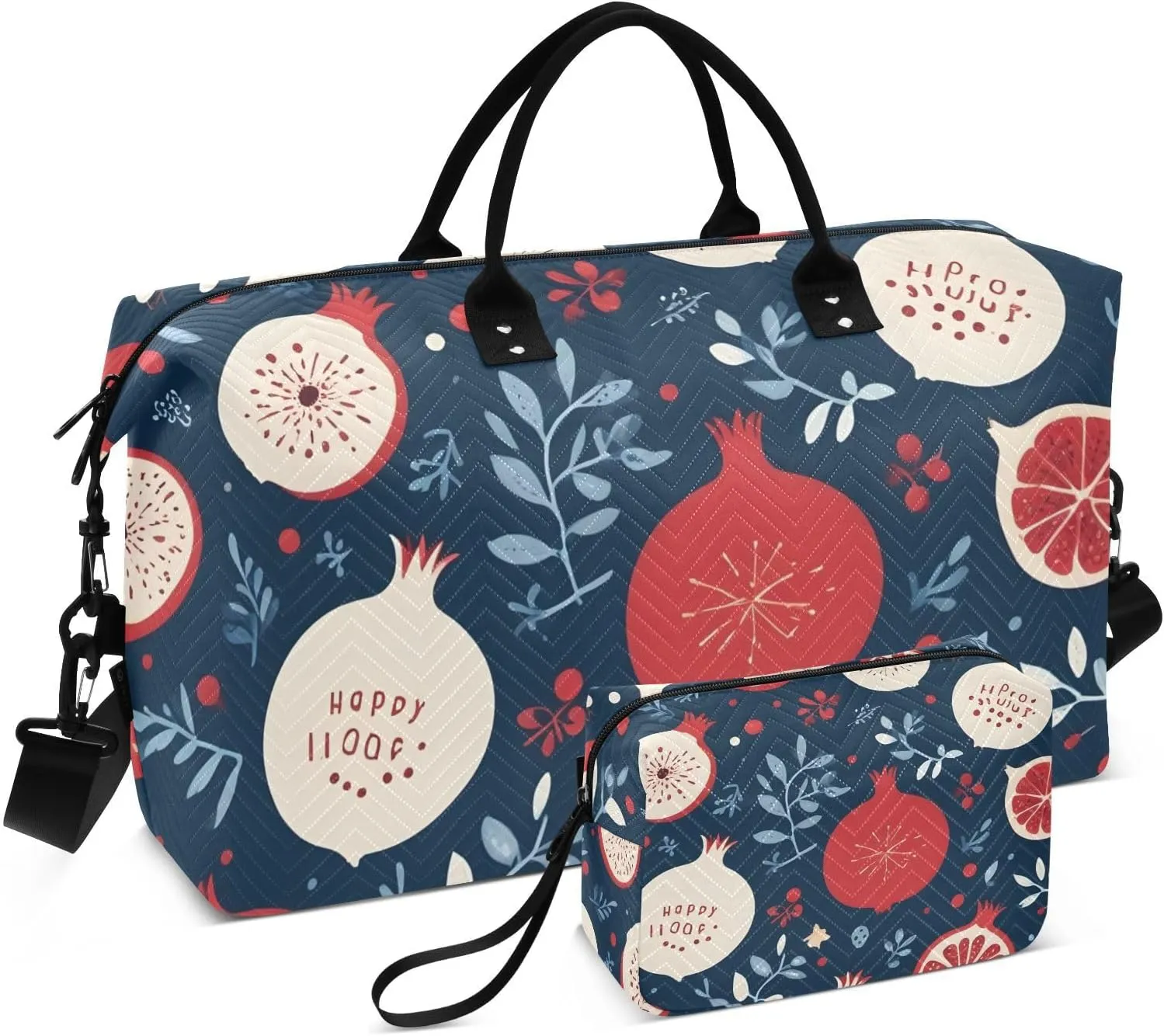 Travel Duffel Bags for Unisex-Adult, Personal Item Travel Duffel Bag with Shoes Compartment, Carry On Bag for Women, Travel, Gym, Weekend,Cartoon Pomegranate