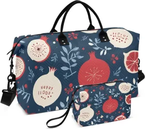 Travel Duffel Bags for Unisex-Adult, Personal Item Travel Duffel Bag with Shoes Compartment, Carry On Bag for Women, Travel, Gym, Weekend,Cartoon Pomegranate