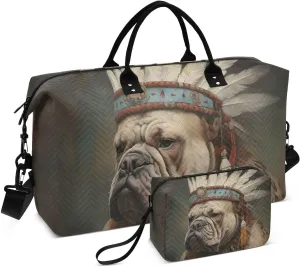 Travel Duffel Bags for Unisex-Adult, Personal Item Travel Duffel Bag with Shoes Compartment, Carry On Bag for Women, Travel, Gym, Weekend,Primitive Dog