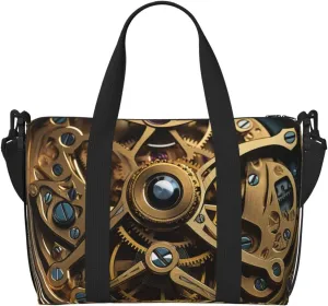 Travel Duffel Bags Personal Item Bag Carry On Luggage Bag Training Handbag Lightweight Waterproof Sports Gym Bag Cool Steampunk Gears Weekender Bag for Women Men, Black, One Size, Travel Duffle