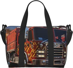 Travel Duffel Bags Personal Item Bag Carry On Luggage Bag Training Handbag Lightweight Waterproof Sports Gym Bag Fire Truck Weekender Bag for Women Men, Black, One Size, Travel Duffle