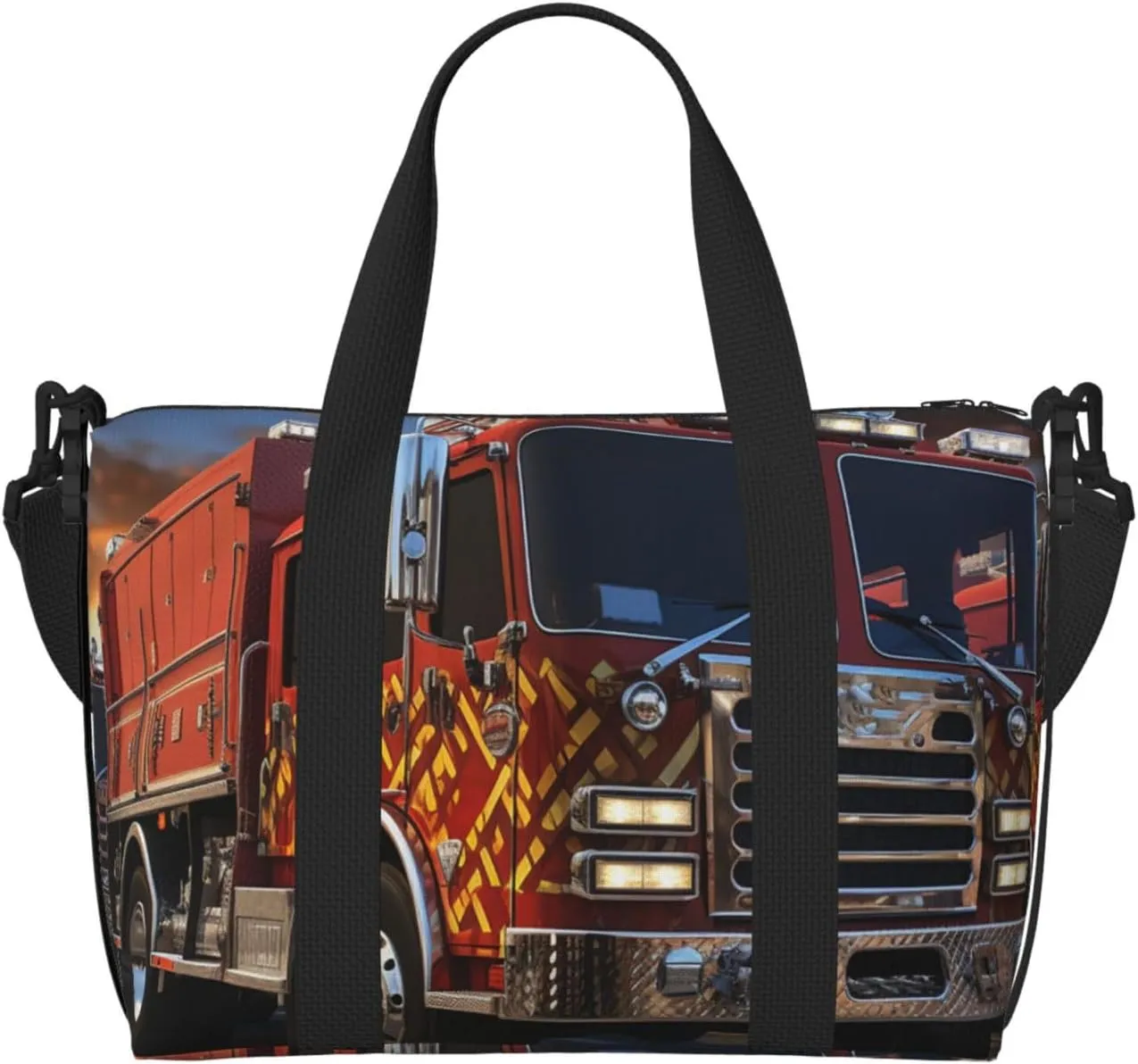 Travel Duffel Bags Personal Item Bag Carry On Luggage Bag Training Handbag Lightweight Waterproof Sports Gym Bag Fire Truck Weekender Bag for Women Men, Black, One Size, Travel Duffle