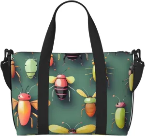 Travel Duffel Bags Personal Item Bag Carry on Luggage Bag Training Handbag Lightweight Waterproof Sports Gym Bag Insect Atlas Weekender Bag for Women Men