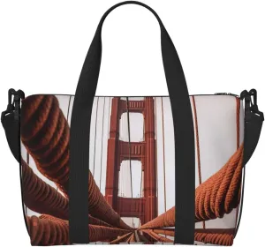 Travel Duffel Bags Personal Item Bag Carry on Luggage Bag Training Handbag Lightweight Waterproof Sports Gym Bag Ropes on The Golden Gate Bridge Weekender Bag for Women Men