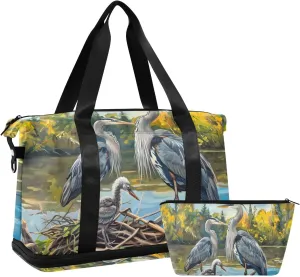 Travel Duffel Gym Sports Luggage Bag Expandable Large Capacity Herons Sports Bag for Women and Men