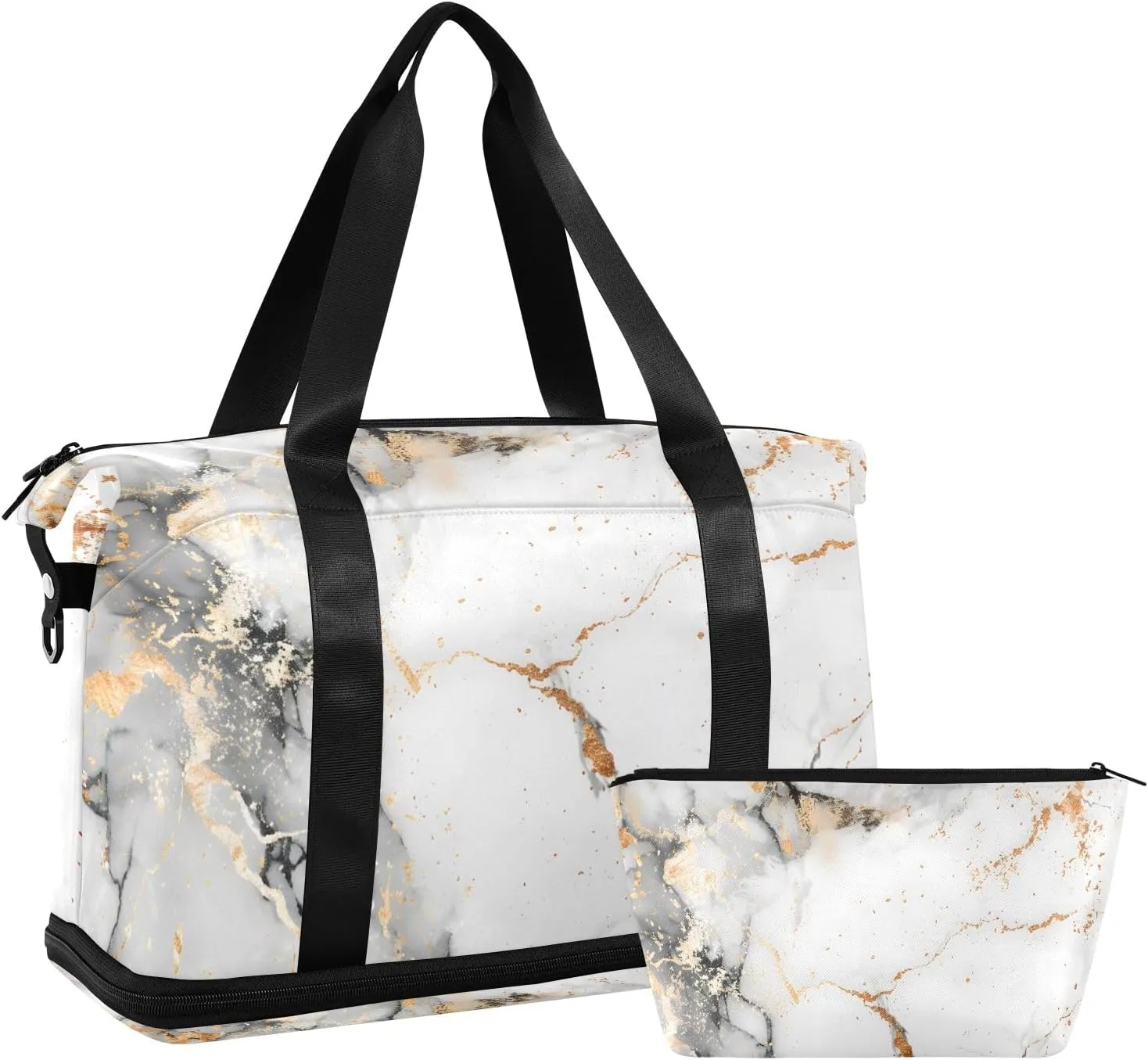 Travel Duffel Gym Sports Luggage Bag Expandable Large Capacity Marble Splash Sports Bag for Women and Men