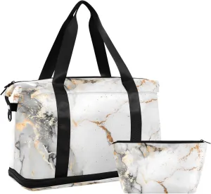 Travel Duffel Gym Sports Luggage Bag Expandable Large Capacity Marble Splash Sports Bag for Women and Men