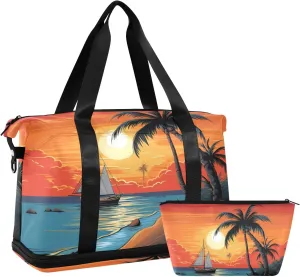 Travel Duffel Gym Sports Luggage Bag Expandable Large Capacity Sea Icon Sports Bag for Women and Men