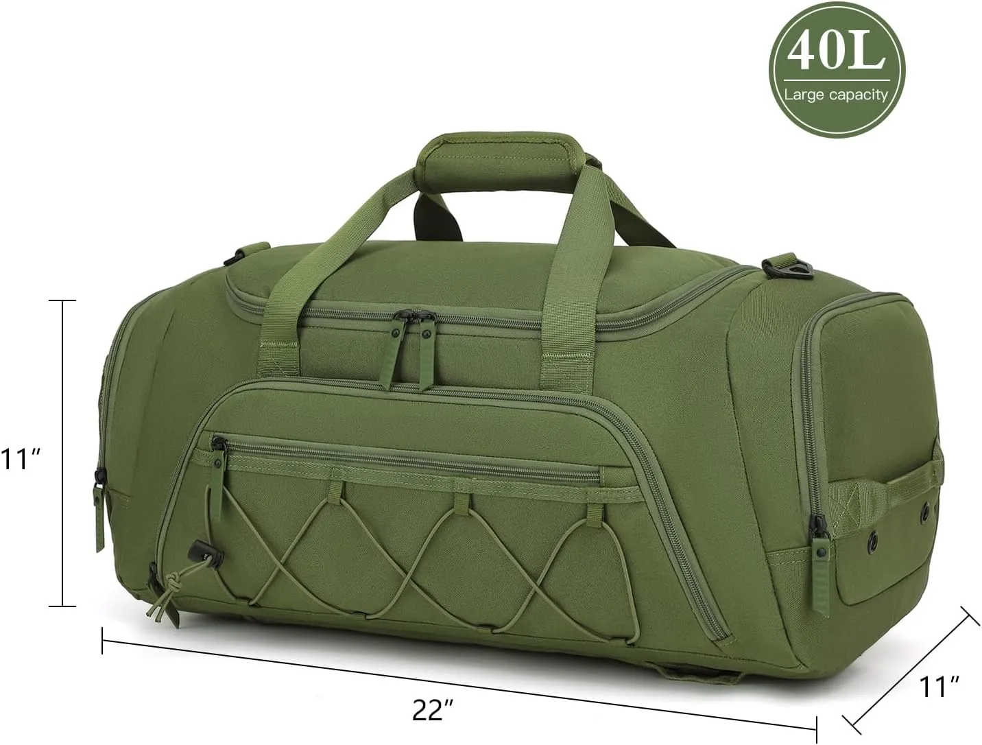 Travel Duffle Bag Backpack for Men 40L Medium Sports Gym Duffel with Wet Pocket & Shoes Compartment Carry on Overnight Weekender Bag for Travel, Green