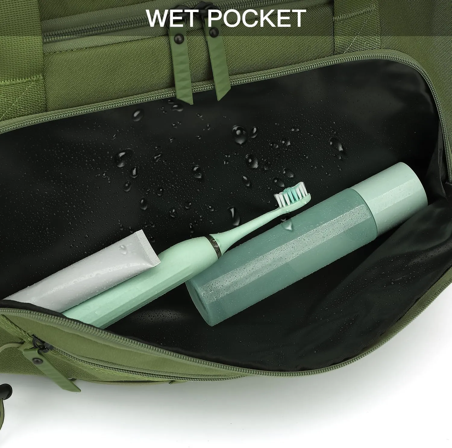 Travel Duffle Bag Backpack for Men 40L Medium Sports Gym Duffel with Wet Pocket & Shoes Compartment Carry on Overnight Weekender Bag for Travel, Green
