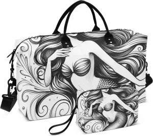 Travel Duffle Bag, Beautiful Noble Mermaid Gym Bag with Storage Bag Weekender Overnight Bag for Men Women Trip Sports Yoga