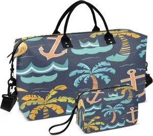 Travel Duffle Bag, Coconut Palm Spear Gym Bag with Storage Bag Weekender Overnight Bag for Men Women Trip Sports Yoga
