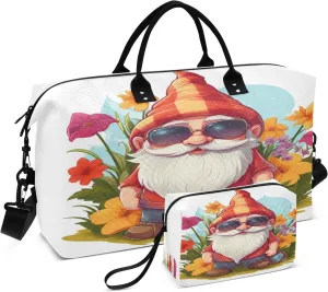 Travel Duffle Bag, Cool Floral Dwarf Gym Bag with Storage Bag Weekender Overnight Bag for Men Women Trip Sports Yoga