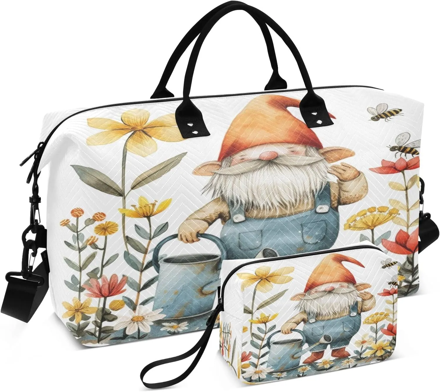 Travel Duffle Bag, Dwarf Waters The Flowers Gym Bag with Storage Bag Weekender Overnight Bag for Men Women Trip Sports Yoga