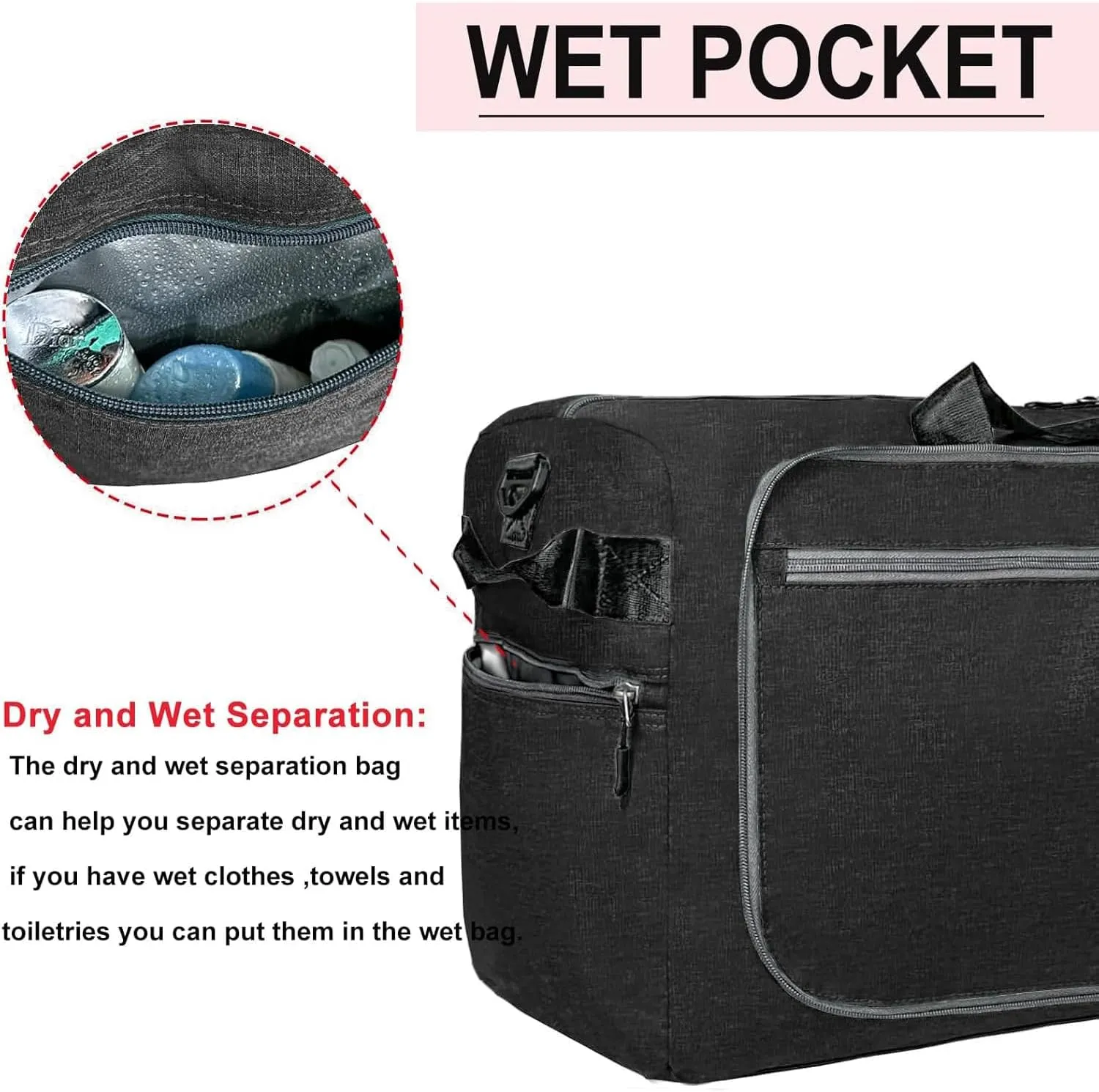 Travel Duffle Bag for Men, Extra Large Foldable Duffel Bags for Traveling with Shoes & Wet Compartment Waterproof Weekender Gym Bag for Men Women(150LBlack)